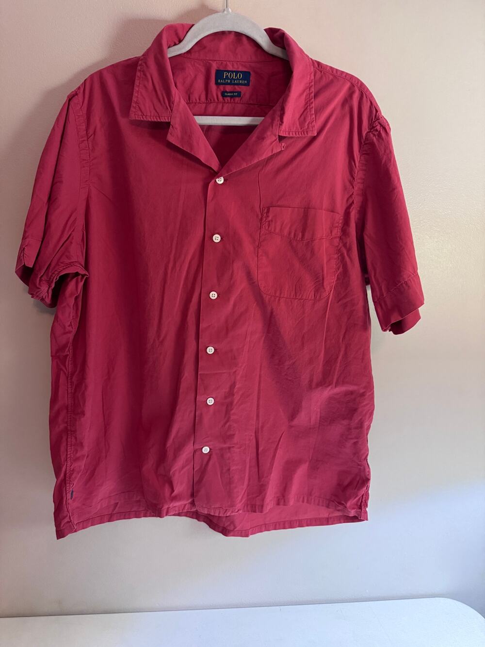 Polo Ralph Lauren Men's Classic Fit Red Short Sleeve Button Up Pony Shirt